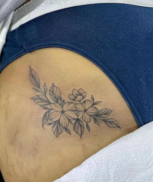 black-work-floral-tattoo