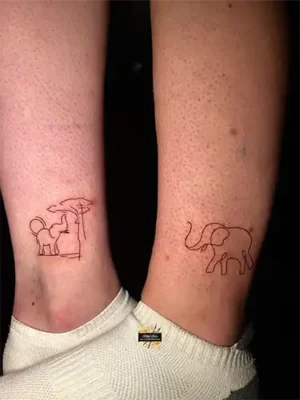 fineline-elephant-leg-tattoo